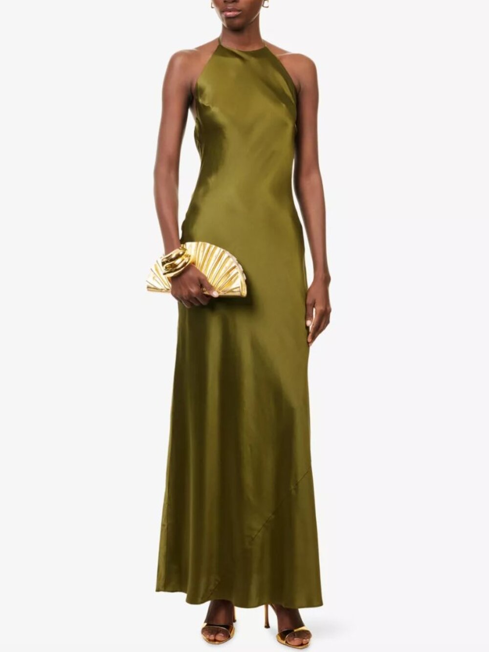 NWET Reformation Jeany Silk Dress Moss Garden Size L - Picture 5 of 7